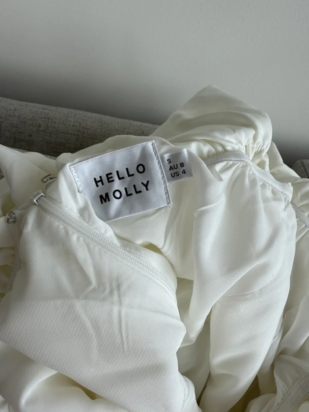 Hello Molly Elegant Off-Shoulder White Midi Dress with Ruffle Detail - Picture 7 of 7